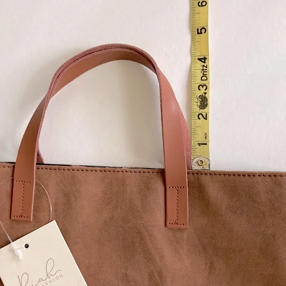 Brown Leather with Leopard Print Tote - Picture 9 of 13